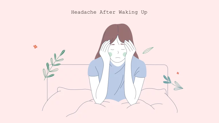 xxx headache after waking up illustration of a woman getting a headache